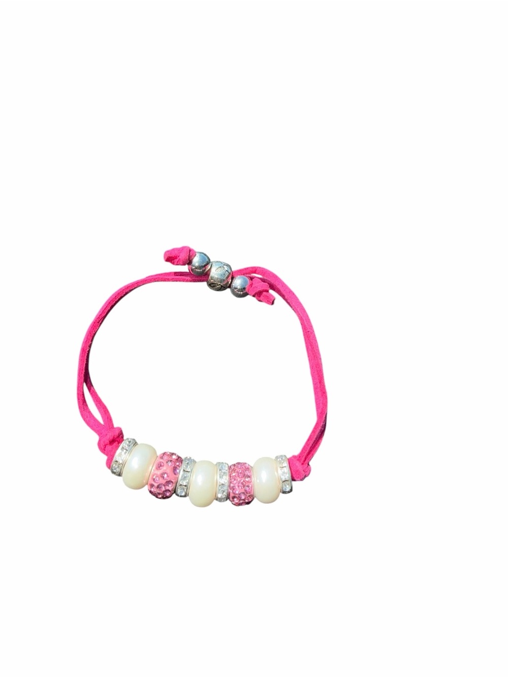 Pink Beaded Cord Bracelet with Crystal Accents - Picture 2 of 2